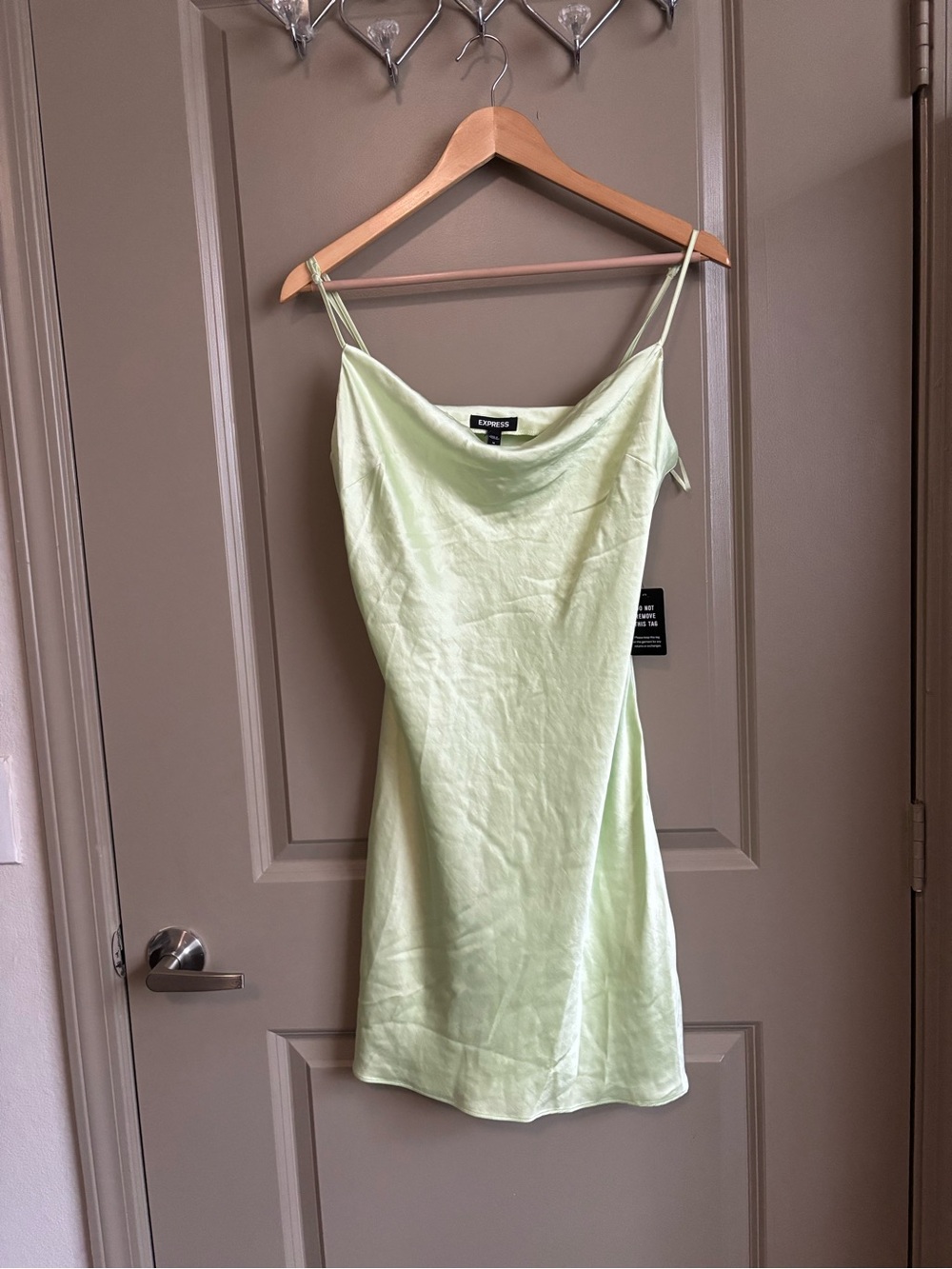 Express Light Green Satin Slip Mini Dress